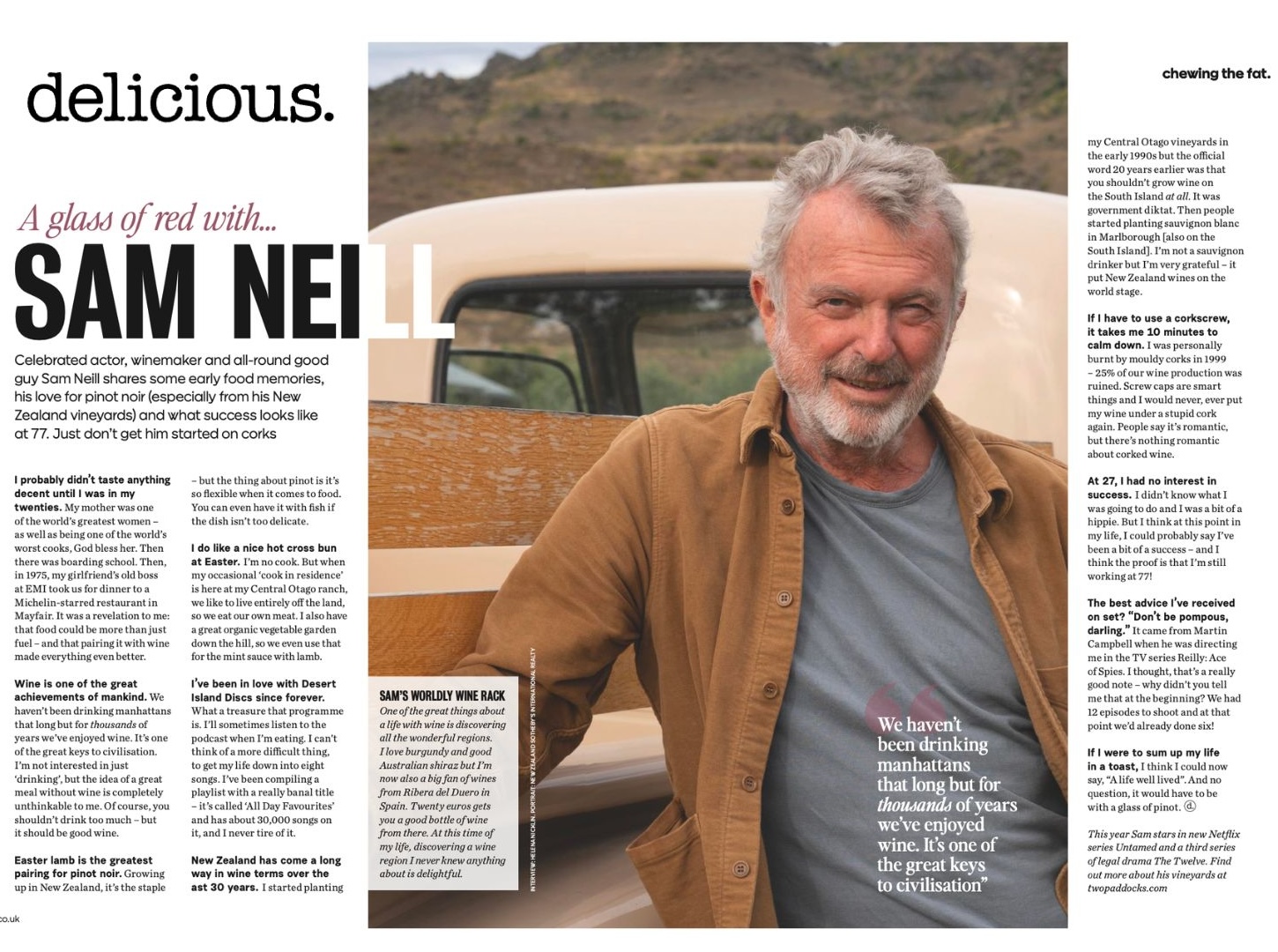 Sam Neill Delicious magazine feature