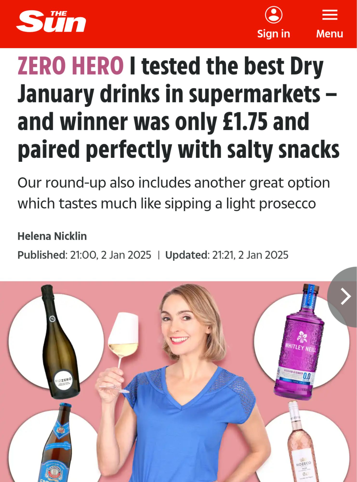 The Sun - Dry January drinks feature by Helena Nicklin